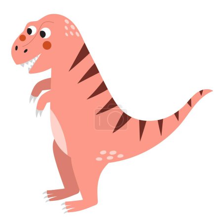 Cute Tyrannosaurus rex in cartoon style isolated element. Funny dinosaur t-rex of jurassic period for kids design. Prehistorical dino clipart. Vector illustration 