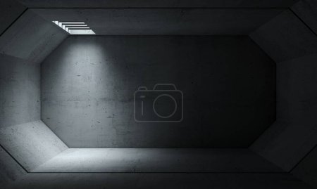Photo for 3d illustration. Background wallpaper concrete maze storm tunnels concept. Inner hopper or tunnel. Industrial construction, metro or secret laboratory. - Royalty Free Image