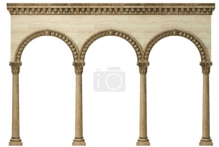 Photo for 3d illustration. Marble antique wall arcade. Background banner. Poster. The architecture of the ancient world. - Royalty Free Image