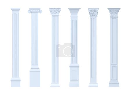 Téléchargez les photos : Illustration 3D. Ensemble de colonnes vintage en marbre classique - en image libre de droit