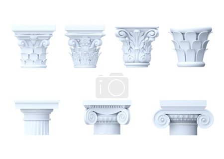 Photo for 3d illustration. Set of vintage classic marble columns pillars - Royalty Free Image