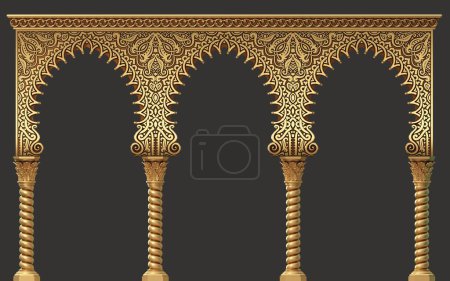 Photo for 3d illustration. Ornamental carved arch in Indian or Arabic style - Royalty Free Image