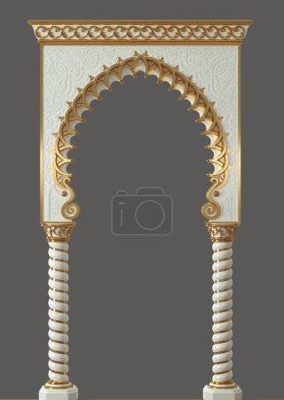 Photo for 3d illustration. Ornamental carved arch in Indian or Arabic style - Royalty Free Image