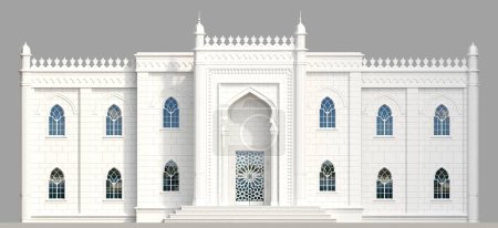 3d illustration. Oriental palace building in Moorish style facade