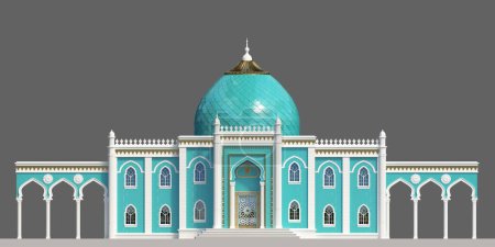 Photo for 3d illustration. Oriental palace building in Moorish style facade - Royalty Free Image