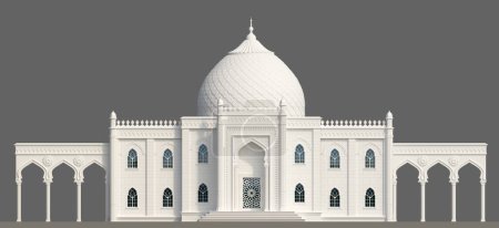 Illustration 3D. Bâtiment du palais oriental en façade de style mauresque