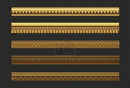 Photo for 3d illustration. Set of antique classical golden architectural cornices of antique classical architectural cornices - Royalty Free Image