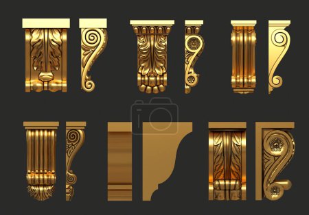 Photo for Architectural facade classic golden baroque bracket for the facade of the building. - Royalty Free Image