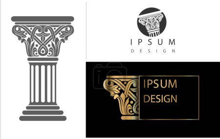 Vector template for a brand logo with a capital of an ancient column