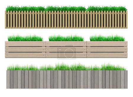 Illustration for Set of modern fences and walls for the landscape. Vector templates for design - Royalty Free Image