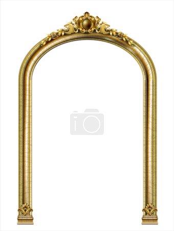 Illustration for Golden classic rococo baroque frame. Vector graphics. Luxury frame for painting or postcard cover - Royalty Free Image