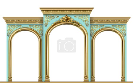 Illustration for Triumphal Arch. Golden luxury classic arch with columns. The portal in Baroque style. The entrance to the fairy Palace - Royalty Free Image
