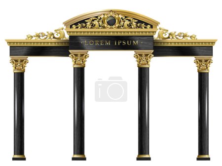 Illustration for Triumphal Arch. Golden classic rococo baroque frame. Vector graphics. Luxury frame for painting or postcard cover - Royalty Free Image