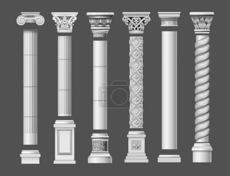 Téléchargez les illustrations : Colonnes classiques en marbre antique dans des graphiques vectoriels et dans différents styles - en licence libre de droit