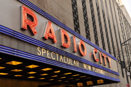 Photo for New York, NY, USA - December 9, 2023: Radio City Music Hall is located in the Manhattan neighborhood of New York City and located near Rockefeller Center. - Royalty Free Image