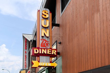Photo for Gatlinburg, TN, USA - April 16, 2024: Sun Diner is a Sun Records themed diner with classic southern breakfast food. This restaurant is a sequel to their successful Nashville location. - Royalty Free Image