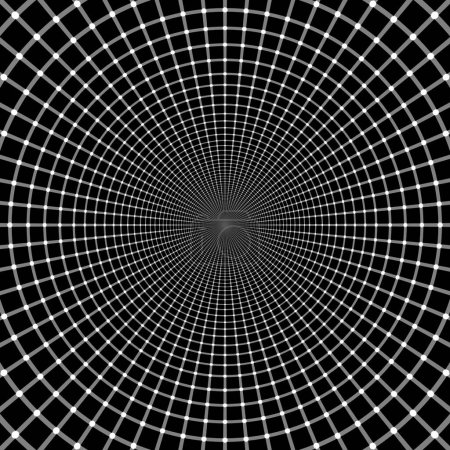 Ilustración óptica de la ilusión. Los círculos blancos parpadean en cuadrados negros y cambian de color.
