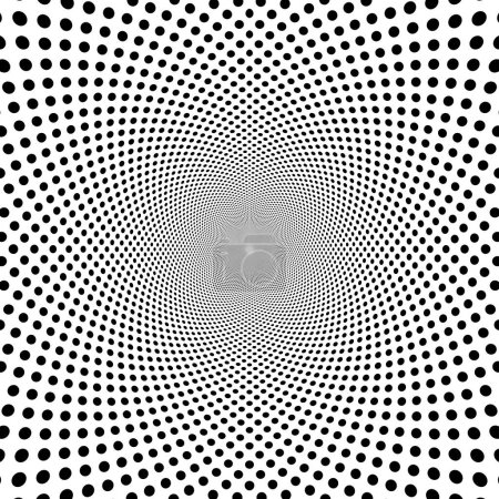 Ilustración de ilusión óptica hipnótica psicodélica en blanco y negro