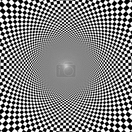 Surreal Checker Pattern Background And Hole, Optical Illusion Illustration