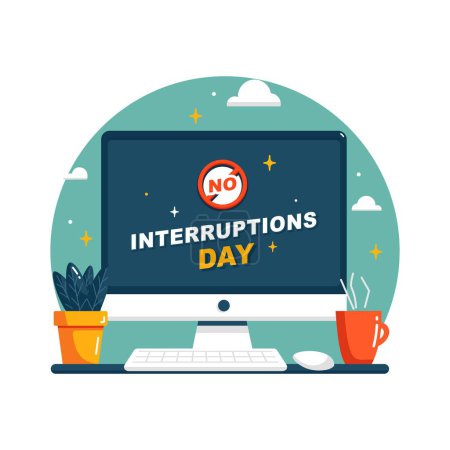Illustration for No Interruptions Day design isolated on a white background. Design suitable for cards, posters, banners, etc. - Royalty Free Image