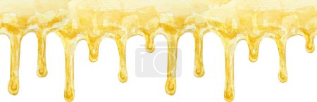 Photo for Watercolor seamless illustration of honey. Hand drawn and isolated on white background. Great for printing on fabric, postcards, invitations, menus, cosmetics, cooking books and others. - Royalty Free Image