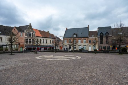 Photo for Grimbergen, Flemish Brabant Region -  Belgium - Feb. 19 2023 - Old village square with restaurants and historical houses - Royalty Free Image