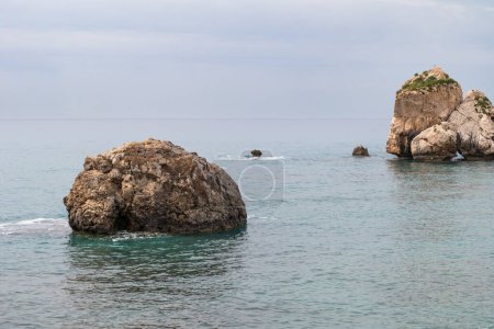 Photo for The sea and the Aphrodite rock at Petra tou Romiou, Kouklia, Cyprus - Royalty Free Image