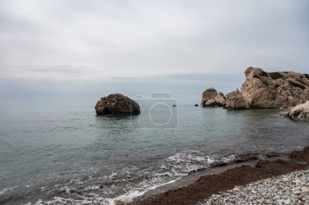 Photo for The sea and the Aphrodite rock at Petra tou Romiou, Kouklia, Cyprus - Royalty Free Image