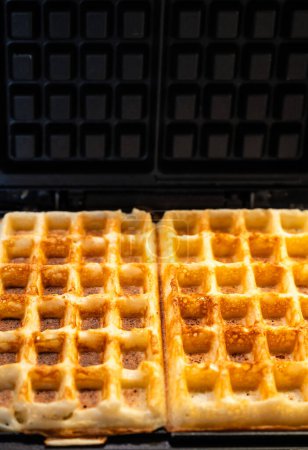 Photo for Close up of fresh home made Brussels Waffles, Brussels, Belgium - Royalty Free Image