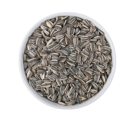 sunflower seed in white bowl isolated on white background