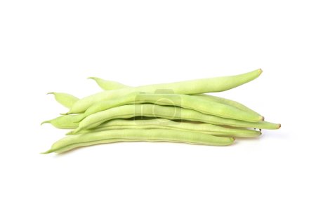 Bunch of raw bush beans, green beans isolated on white background.