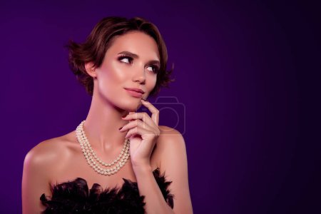 Photo for Photo of lady aristocrat dream wealthy gift millionaire boyfriend birthday vogue party isolated bright background. - Royalty Free Image