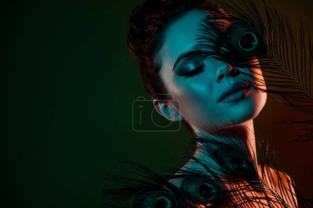 Photo for Gorgeous chic beauty model lady posing for vogue prom event photos in dark studio with smoky eyes make up. - Royalty Free Image