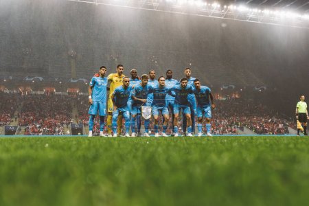 Photo for Players of Napoli during  UEFA Champions League 2023/24 game between SC Braga and SSC Napoli at Estadio Municipal de Braga, Braga, Portugal. (Maciej Rogowski) - Royalty Free Image