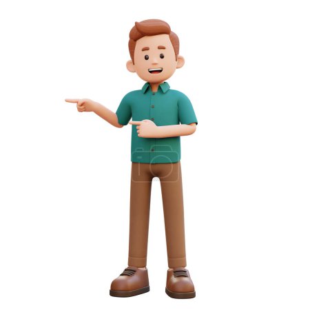 3d male character pointing right