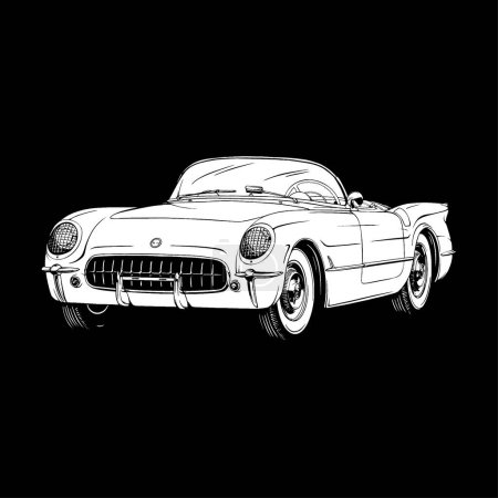 Ilustración de Vintage American Classic Sport Cars ilustración vector línea de arte - Imagen libre de derechos