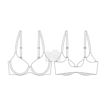 Illustration for Template push up bra vector illustration flat design outline clothing collection - Royalty Free Image