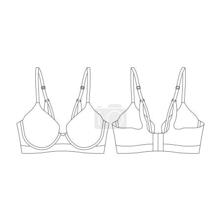 Illustration for Template strappy bra vector illustration flat design outline clothing collection - Royalty Free Image