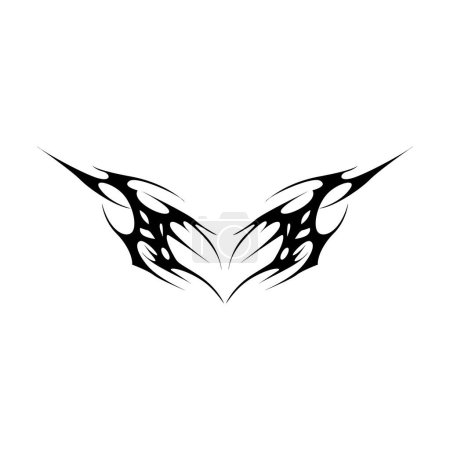 Tätowierung im neo tribal y2k gothic style. Cyber-Sigilismus Herzdesign. Vektorillustration von Schwarz und Weiß.