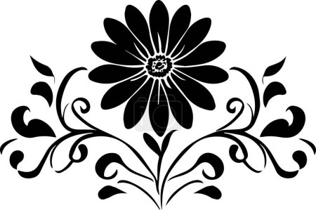 Téléchargez les illustrations : Floral fleur vecteur silhouette illustration couleur noire - en licence libre de droit