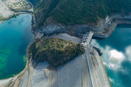 Photo for Aerial view Machacura Dam in Region Maule, Chile. - Royalty Free Image