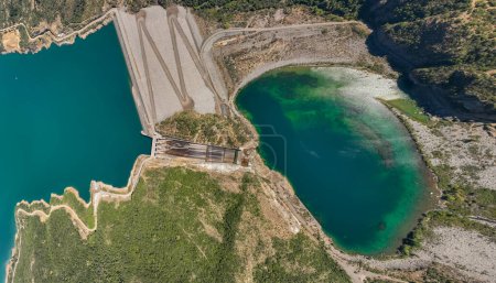 Aerial view Machacura Dam in Region Maule, Chile.