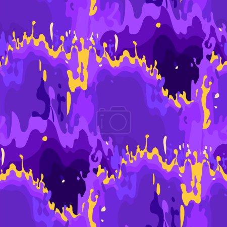 Ilustración de Abstract seamless pattern of vibrant flames of a fluid fire. Vector repeated design - Imagen libre de derechos