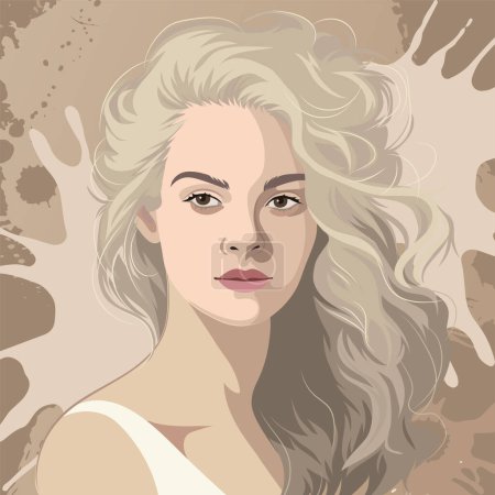 Illustration for Portrait of a beautiful blonde girl with loose curly hair. Vector illustration isolated on an abstract background - Royalty Free Image