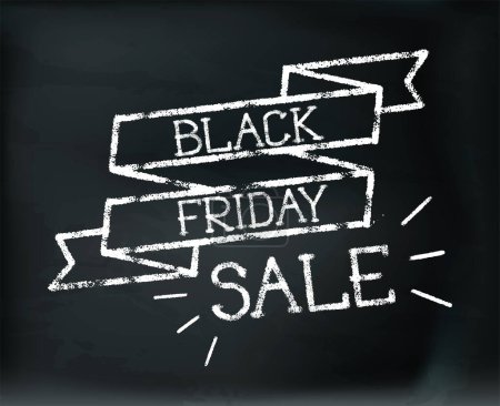 Illustration for Black Friday sale. Inscriptions written on a blackboard with a chalk font. - Royalty Free Image