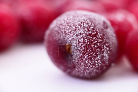 Photo for Group of frozen cherries on a white background. - Royalty Free Image