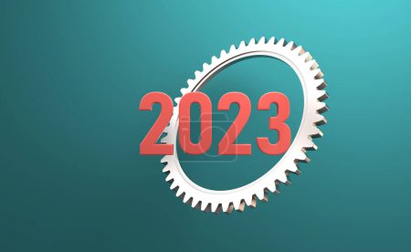 Photo for New Year 2023 Creative Design Concept with Gears - 3D Rendered Image - Royalty Free Image