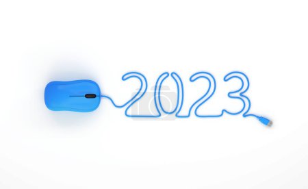 Photo for New Year 2023 Creative Design Concept with computer mouse - 3D Rendered Image - Royalty Free Image