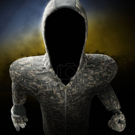 Photo for Incognito avatar, icon with ukraine background. 3d rendering - Royalty Free Image