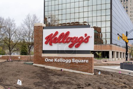 Téléchargez les photos : Siège social de Kellogg à Battle Creek, MI, États-Unis - 2 mai 2023. Kellogg's est une multinationale américaine de fabrication alimentaire.. - en image libre de droit